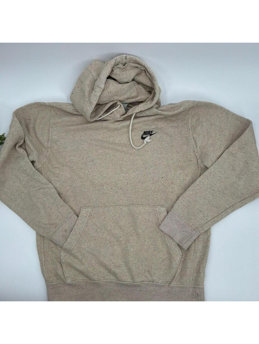 Nike Revival Club Khaki Speckled Sweatshirt Men’s Size S Tan Hoodie